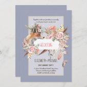 BUDGET Boho Woodland FOX Floral Wedding Modern Einladung (Vorne/Hinten)
