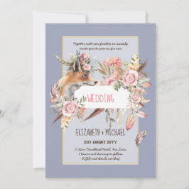 BUDGET Boho Woodland FOX Floral Wedding Modern Einladung