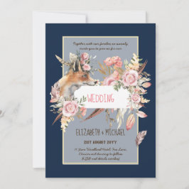 BUDGET Boho Woodland FOX Floral Wedding Modern Einladung