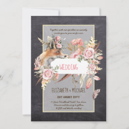 BUDGET Boho Woodland FOX Floral Wedding Modern Einladung