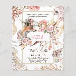 BUDGET Boho Woodland FOX Floral Wedding Modern Flyer