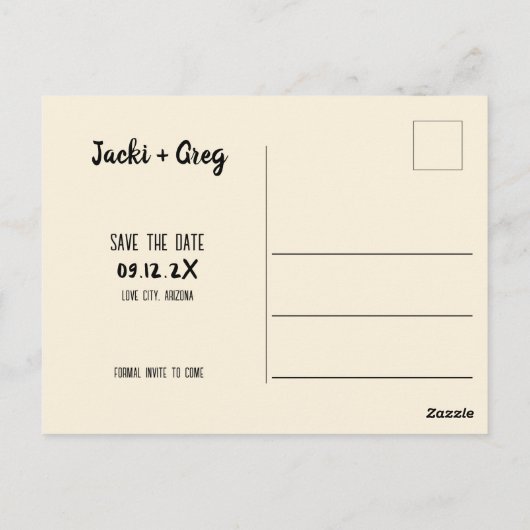 Budget Boho Wüstenkaktus Save the Date Einladung Postkarte (Rückseite)