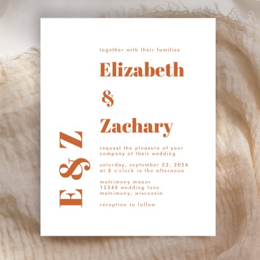 Budget Bold Burnt Orange Typografy Wedite Einladun