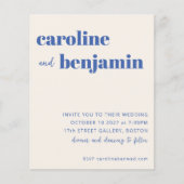 Budget Bold Ecru Blue Modern Wedding Einladung (Vorderseite)