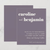 Budget Bold Lila Modern Wedding Einladung (Vorne/Hinten)