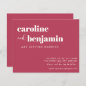 Budget Bold Magenta Moderne Hochzeitseinladung (Vorne/Hinten)