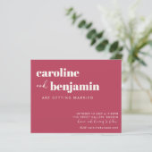 Budget Bold Magenta Moderne Hochzeitseinladung (Stehend Vorderseite)