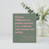 Budget Bold Pink und Green Bridal Brunch Einladung (Stehend Vorderseite)