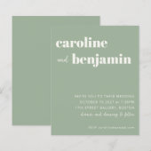 Budget Bold Sage Green Moderne Hochzeitseinladung (Vorne/Hinten)