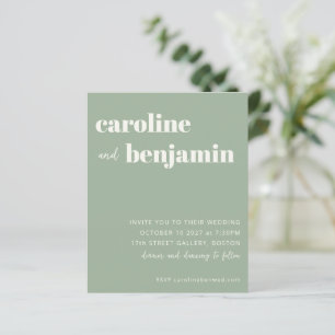 Budget Bold Sage Green Moderne Hochzeitseinladung
