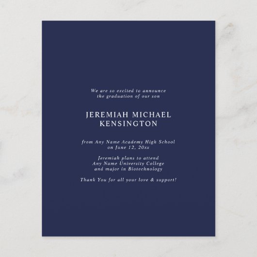 Budget Bold Script Foto Abschluss Ankündigung (Rückseite)