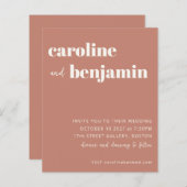Budget Bold Terracotta Moderne Hochzeitseinladung (Vorne/Hinten)