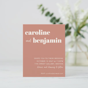Budget Bold Terracotta Moderne Hochzeitseinladung