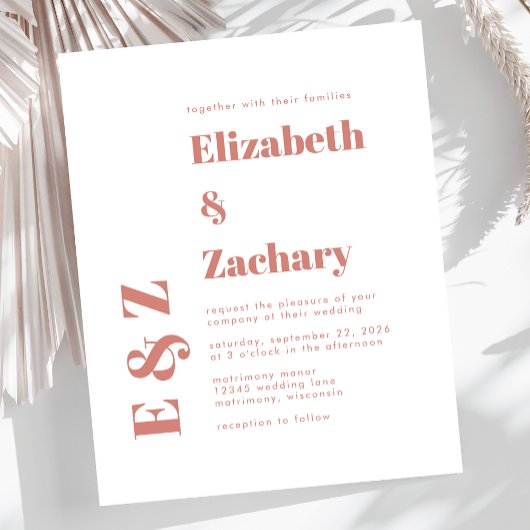 Budget Bold Terracotta Typografy Wedite Einladung