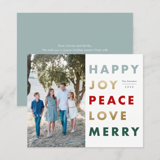 Budget Bold Type Foto Weihnachtskarte (Vorne/Hinten)