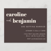 Budget Bold Warm Brown Chic Modern Wedding Invite (Vorderseite)