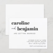 Budget Bold White Chic Moderne Hochzeitseinladung (Vorne/Hinten)