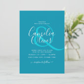 BUDGET Bondi Blue Monochrome Wedding Einladung (Stehend Vorderseite)