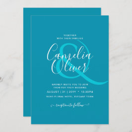 BUDGET Bondi Blue Monochrome Wedding Einladung