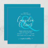 BUDGET Bondi Blue Monochrome Wedding Einladung (Vorne/Hinten)