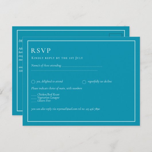 BUDGET Bondi Blue Monochrome Wedding Postkarte (Vorne/Hinten)