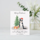 Budget Border Collie Dog Frohe Weihnachtskarte (Stehend Vorderseite)