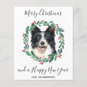 Budget Border Collie Dog Frohe Weihnachtskarte (Vorderseite)