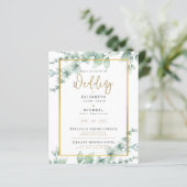 Budget Botanical Eucalyptus Wedding INVITE (Stehend Vorderseite)