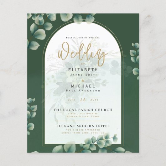 Budget Botanical Eucalyptus Wedding INVITE (Vorderseite)