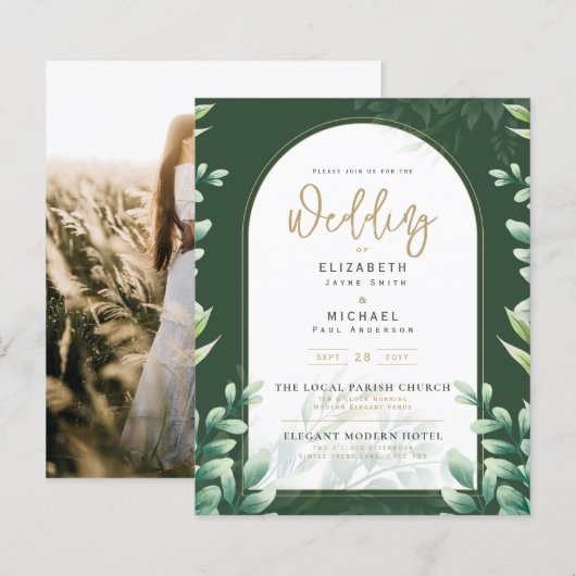 Budget Botanical Eucalyptus Wedding INVITE (Vorne/Hinten)