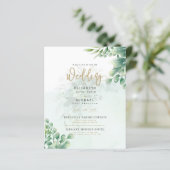 Budget Botanical Eucalyptus Wedding INVITE (Stehend Vorderseite)