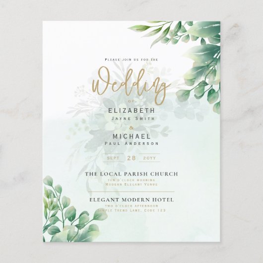 Budget Botanical Eucalyptus Wedding INVITE (Vorderseite)