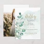 Budget Botanical Eucalyptus Wedding INVITE (Vorne/Hinten)