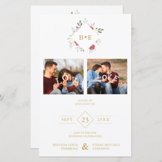 Budget Botanical Initials Floral Anagram 2 Photos (Vorne/Hinten)