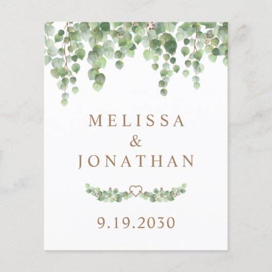 Budget Botanische Eukalyptus QR Code Wedite Einlad (Vorderseite)