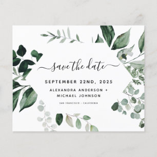 Budget Botanische Grünpflanzen Hochzeit Flyer