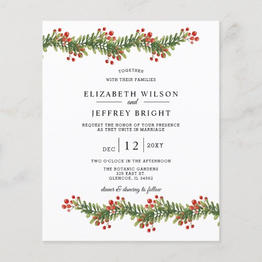 Budget Bough of Holly Christmas Einladung (Vorderseite)