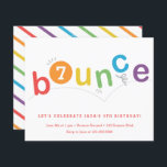 Budget Bounce Kids Age Birthday Party Einladung<br><div class="desc">Diese Geburtstagsfeier-Einladung enthält knallende Briefe in einer genderneutralen Regenbogenpalette aus Rot, Orange, Gelb, Grün, Blau und lila mit essbarem Alter im O. Ein genderneutraler, genderneutraler Einstieg in Trampolin, Gymnastik oder Bounce Party. Diese Einladung wird von allen Kindern inspiriert, die gerne springen, springen und fliegen. Klicken Sie auf Bearbeiten, um es...</div>