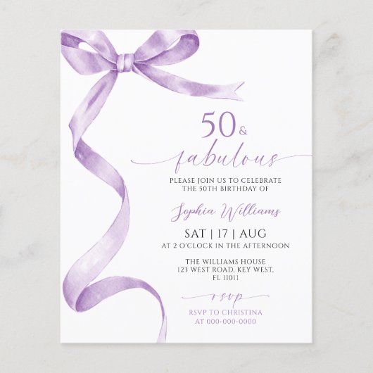 Budget Bow 50 & fabelhafte Einladung zum Geburtsta (Vorderseite)