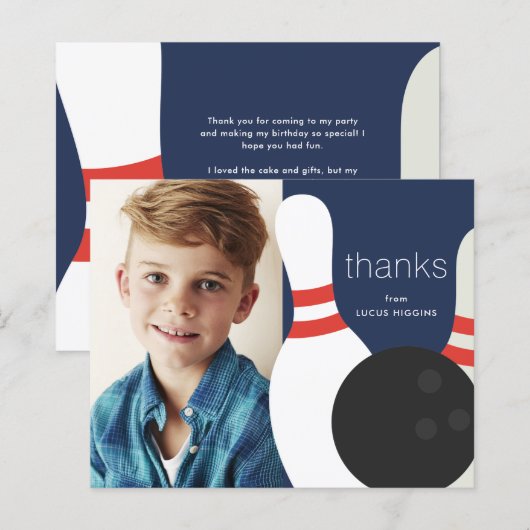 Budget Bowling Kids Danke Karte (Vorne/Hinten)