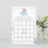 Budget Boy Koala Bear Blue Baby Dusche Bingo Card (Stehend Vorderseite)
