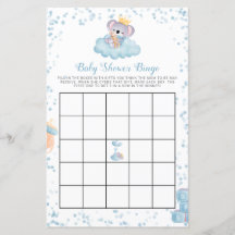 Budget Boy Koala Bear Blue Baby Dusche Bingo Card