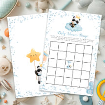Budget Boy Panda Bear Blue Baby Dusche Bingo Card