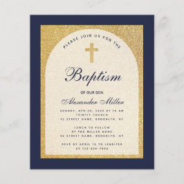 Budget Boy Taufe Navy Blue Gold Einladung