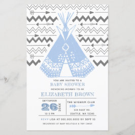 Budget Boy Tribal TeePee Baby Shower Einladungen