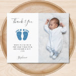 Budget Boy's Baby Shower Foto Danke Karte<br><div class="desc">Diese preisgünstige Boy's Baby Shower Dankeschön Card ist mit eleganter Schrift-Typografie und niedlichen goldenen Glitzer Babyfüße dekoriert. Einfach mit Ihrer Nachricht und Ihrem Foto anpassbar. Verwenden Sie die Option Weitere anpassen,  um die Textgröße,  den Stil oder die Farbe zu ändern,  wenn Sie möchten.</div>