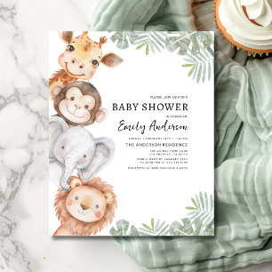 Budget Boys Safari Animals Kinderdusche Einladung