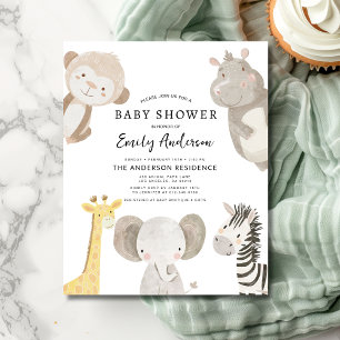 Budget Boys Safari Animals Kinderdusche Einladung Flyer