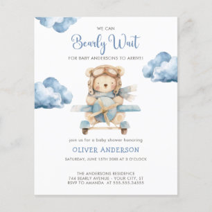Budget BoyTeddy Bear Baby Shower Einladung