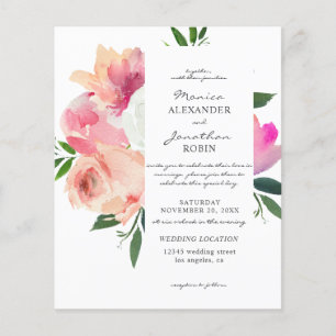 Budget Brautjungfer Rosa & Weiß Florale Hochzeit Flyer